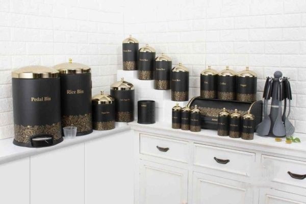 سرویس آشپزخانه 26 پارچه ریور Paradise مشکی درب طلا