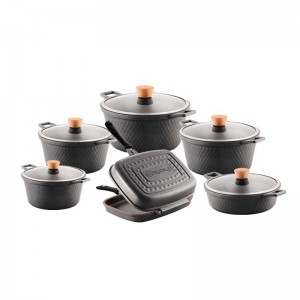 سرویس قابلمه 12 پارچه بایوگرانیت پرارین مدل وینکس رنگ طوسی