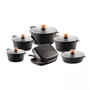 سرویس قابلمه 12 پارچه بایوگرانیت پرارین مدل وینکس رنگ مشکی