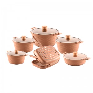 سرویس قابلمه 12 پارچه بایوگرانیت پرارین مدل وینکس رنگ رزگلد