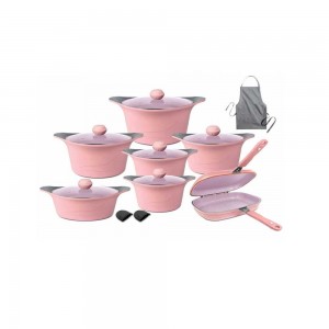 سرویس قابلمه 2+15 پارچه گرانیتی برند MGS طرح کره‌ای ماربل C