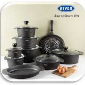 سرویس قابلمه 17 پارچه دورو گرانیت ریور مدل Gold