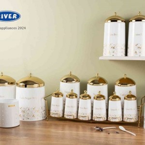 سرویس آشپزخانه 17 پارچه ریور مدل کنیک کرم درب طلا