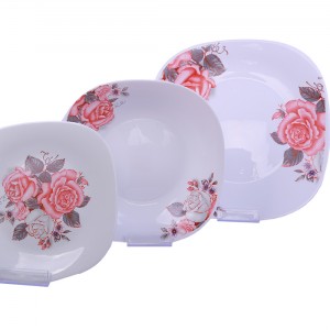 سرویس 6نفره اوپال Leon طرح گل ترکی صورتی طوسی