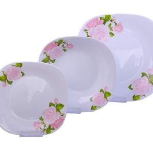 سرویس 6نفره اوپال Leon طرح فلورین سبز صورتی بدون حاشیه