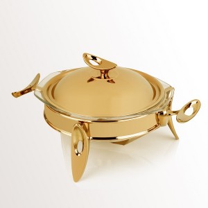 سوفله خوری بیضی طلایی براق بزرگ تک استیل 918G