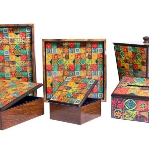 سینی مربع شانزده کاشی قدیم لومانو