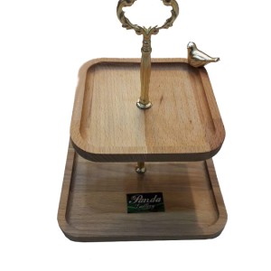 شیرینی خوری دو طبقه با گنجشک فلزی