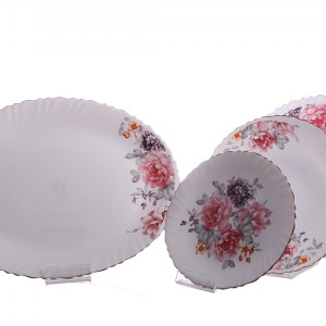 سرویس 6نفره اوپال مقصود طرح  فلورین فیروزه ای لب طلا