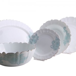 سرویس 6نفره اوپال مقصود طرح نیروانا مشکی لب طلا