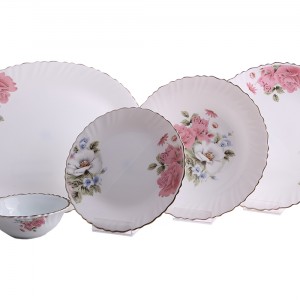 سرویس 6نفره اوپال مقصود طرح رزمون فیروزه ای لب طلا