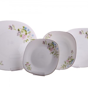 سرویس 6نفره اوپال مقصود طرح آلیس فیروزه ای لب طلا