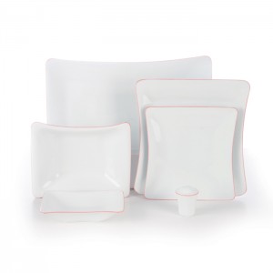 سرویس چینی 29 پارچه غذاخوری استریم صورتی 6 نفره وینچی