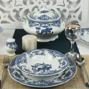 سرویس چینی 102 پارچه پردیس کاشان الگانس طرح ویلیج