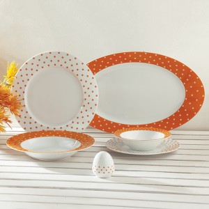 سرویس چینی 28 پارچه غذاخوری اسپاتی نارنجی 6 نفره ایتالیا اف