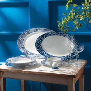 سرویس چینی 28 پارچه غذاخوری میبد سرمه ای 6 نفره ایتالیا اف