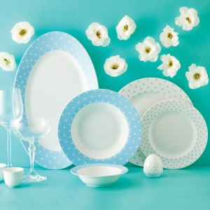 سرویس چینی 28 پارچه غذاخوری اسپاتی آبی 6 نفره ایتالیا اف