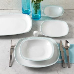 سرویس چینی 27 پارچه غذاخوری مون بلان آبی 6 نفره کواترو
