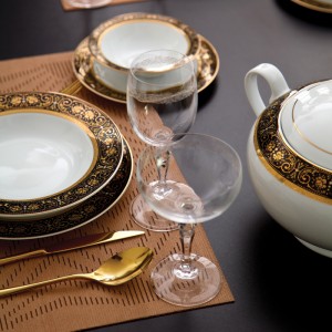 سرویس چینی 28 پارچه غذاخوری میدنایت 6 نفره ایتالیا اف