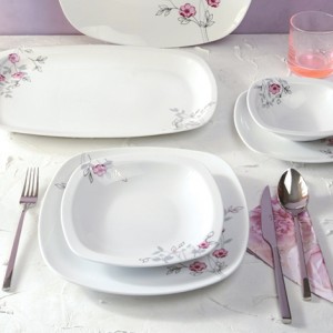 سرویس چینی 27 پارچه غذاخوری گل پامچال 6 نفره کواترو