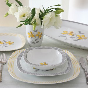 سرویس چینی 98 پارچه کامل والنسیا زرد 12 نفره کواترو