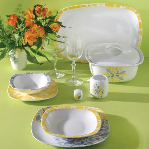 سرویس چینی 98 پارچه کامل سلنا زرد 12 نفره کواترو