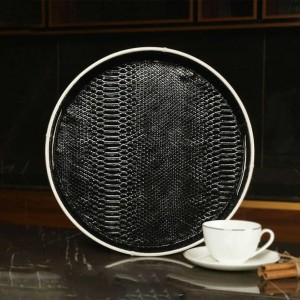 سینی چرمی مامبا مشکی گردB.V.K