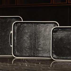 سینی چرمی مامبا مشکی مستطیلی B.V .K