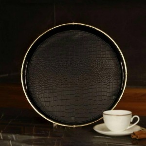 سینی چرمی مشکی گردB.V.K