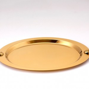 سینی بیضی استیل طلایی تک استیل 943G