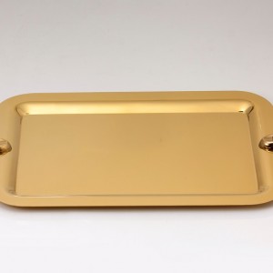 سینی مستطیل استیل طلایی براق تک استیل