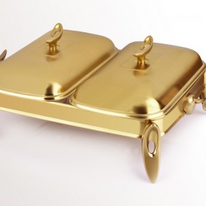 سوفله خوری دو خانه  تک استیل طلایی مات کد 914