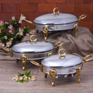 سوفله خوری بیضی حلقه دو نگین دو رنگ در سه سایزSAFINOX