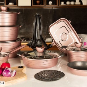 سرویس قابلمه 25 پارچه B.V.K رنگ رزگلد