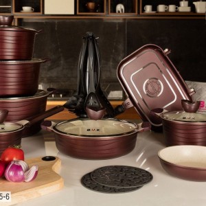 سرویس قابلمه 25 پارچه B.V.K رنگ زرشکی