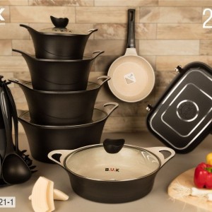 سرویس قابلمه گرانیتی 22پارچه B.V.K رنگ مشکی