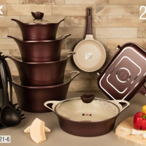 سرویس قابلمه گرانیتی 22پارچه B.V.K رنگ زرشکی