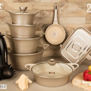 سرویس قابلمه گرانیتی 22پارچه B.V.K رنگ بژ