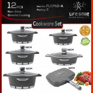 سرویس 12 پارچ گرانیتی طرح شعله طوسی FLCM12-A