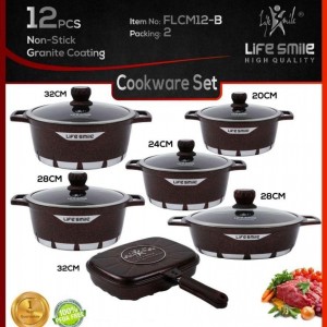 سرویس 12 پارچ گرانیتی طرح شعله طوسی FLCM12-B