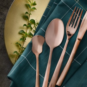 سرویس قاشق و چنگال 136 پارچه ناب استیل مدل Felorance برنز