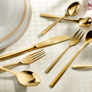 سرویس قاشق و چنگال 158 پارچه ناب استیل مدل فلورانس تمام طلایی
