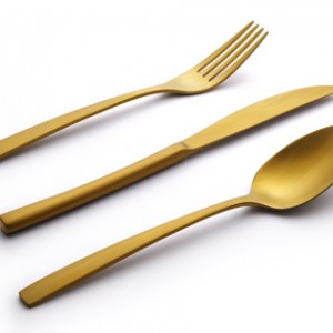 سرویس قاشق و چنگال 124 پارچه ناب استیل مدل  فلورانس تمام طلایی