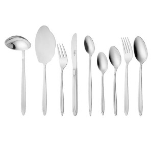 سرویس قاشق و چنگال 57 پارچه ناب استیل مدل پالرمو