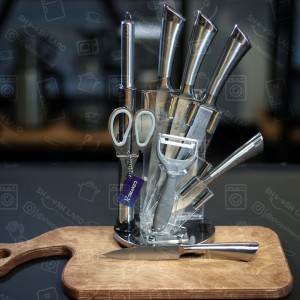 سرویس چاقو آشپزخانه 9 پارچه رمانزو مدل NGL511 رنگ استیل