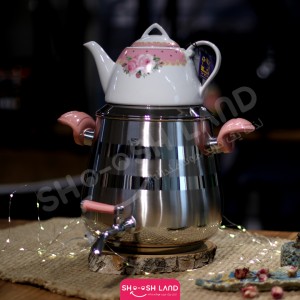 کتری و قوری شیردار گل دار  صورتی ویژن سانگ کد 601