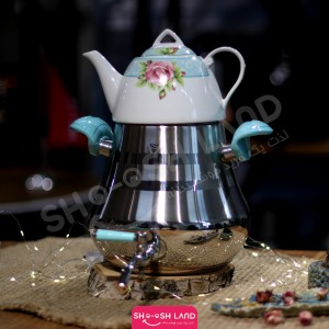 کتری و قوری شیردار فیروزه ایی ویژن سانگ کد 604