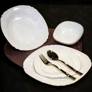 سرویس 26 پارچه آرکوپال طرح چهارگوش لب طلا