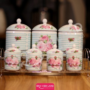 ست پاسماوری طرح گلدار آبی آسمانی کد 01