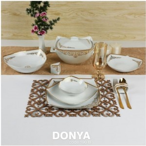 سرویس چینی 105 پارچه پردیس کاشان پاریس طرح دنیا طلا